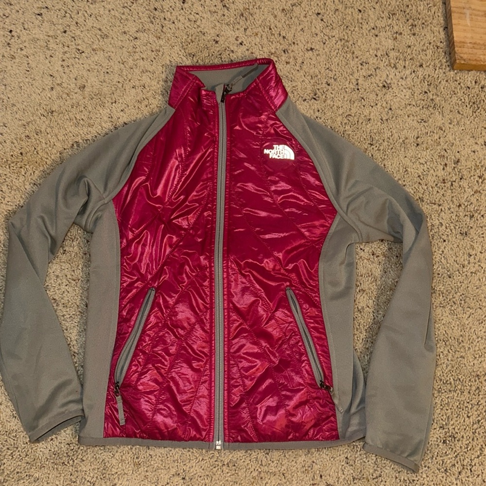 Pink and grey North Face jacket